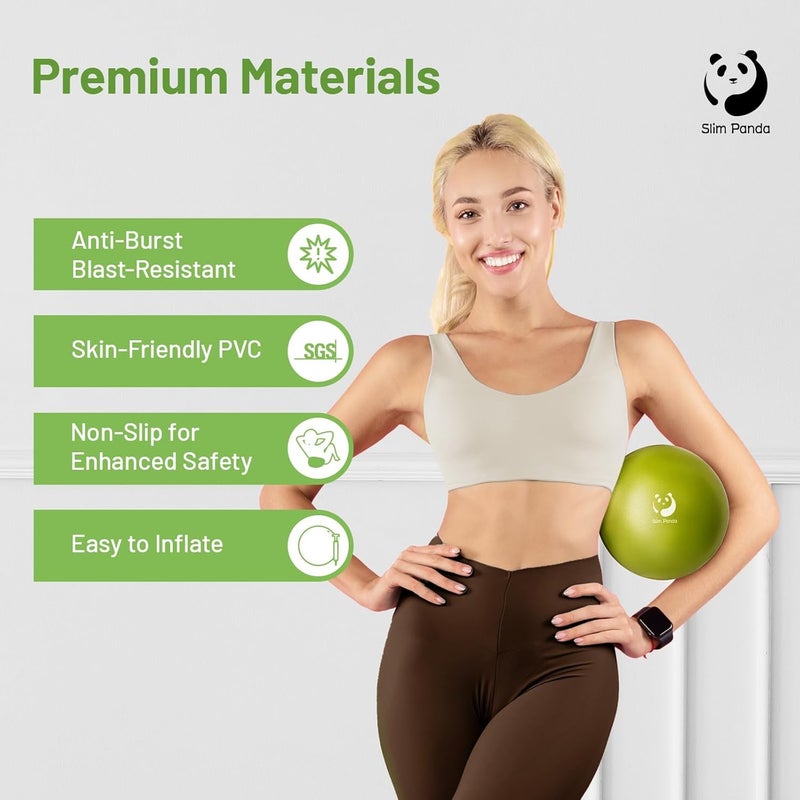 Slim Panda Pilates Ball, 9 Inch Small Exercise Ball, Anti Burst Mini Yoga Ball for Stability, Workout, Barre, Core Strength, Physical Therapy, Balance, Stretching - Image 2